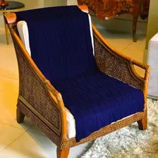 Peseira Manta Decoração Sala Cama Queen Sofá 230cm X 60cm Cor Azul-marinho Desenho Shima