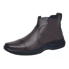 Bota Botina De Couro Bovino Masculina Sola Costurada Macio 