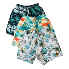 Kit 3 Bermudas Short Tactel Infantil Menino Moda Praia Verão