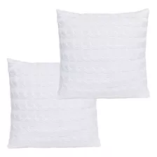 2 Capas De Almofada Em Tricô 45x45 Para Sofá Tricot Cor Branco Trança