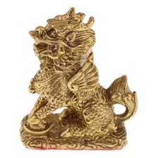 Feng Shui Puro Cobre Kylin Dragon Caballes Kirin Lucky