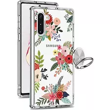 Giika Galaxy Note 10 Case, Clear Floral Girls Women Heavy Du