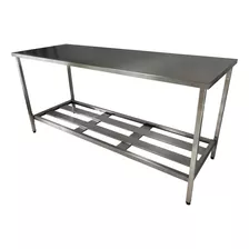 Mesa Inox Com 1 Prateleira Gradeada 1,90 Pronta Entrega