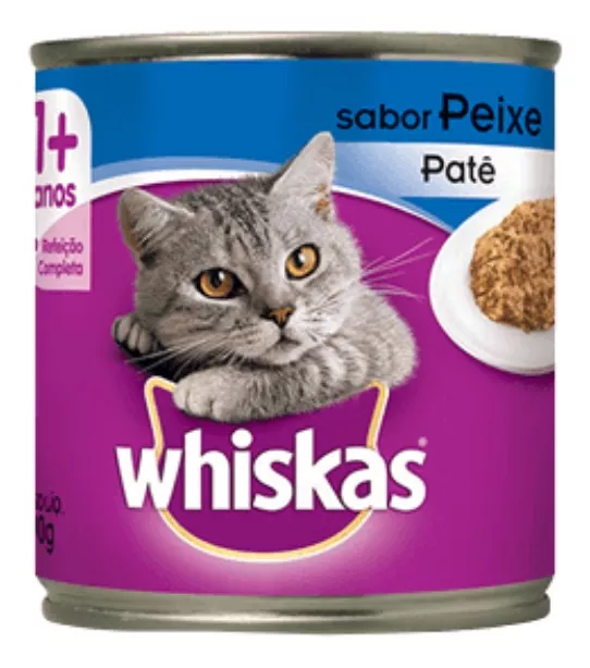 Alimento Whiskas 1+ Para Gato Adulto Sabor Patê De Peixe Em Lata De 290g