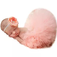 Saia Tutu Bailarina + Tiara Fotorafia Bebê Newborn Salmão