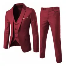 Trajes De Tres Piezas Para Hombre De Color Sólido Trajes Par