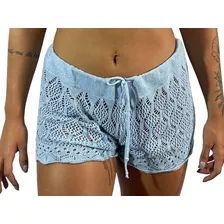 Shorts Transparente Feminino Saída De Praia Com Renda R01