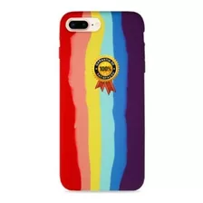 Capa Capinha Case Silicone Aveludada Arco-íris Para iPhone