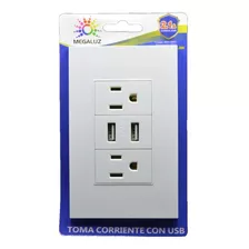 Contacto Doble Toma Corriente Con Puertos Usb De Lujo Casa Color Blanco