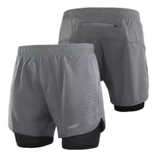 Lixada - Pantalones Cortos De Running 2 En 1 Para Hombre, Se