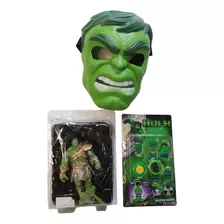 Boneco Hulk C/ Luz 15cm + Máscara + Relógio Digital 