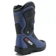 Bota Motociclista As95-pro Em Couro Legítimo Na Cor Azul