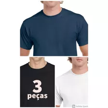 Kit 3 Camisetas Lisa Básica Simples Manga Curta Várias Cores