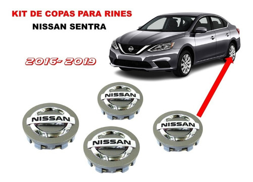 Kit De 4 Copas De Centro De Rin Nissan Sentra 2016-2019. Foto 4
