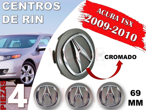 Kit De Centros De Rin Acura Tsx 2009-2010 69 Mm Gris Oscuro Foto 2