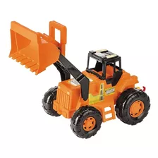 Trator Truck Laranja Escavadeira Com Pá Magic Toys Brinquedo