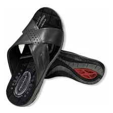 Chinelo Masculino Couro Tipo Ortopédico Pegada 131661