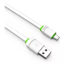 Cabo Carregador Usb Celular V8 Android Turbo Rápido Reforçad Cor Branco Com Verde