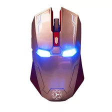  Mouse Iron Man Gamer Inalámbrico 6 Botones Dorado Optico