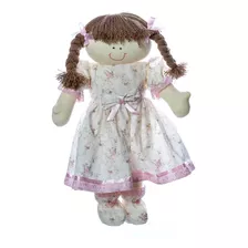 Boneca Pano Artesanal Berço Menina Rosa Bebê Infantil Nene