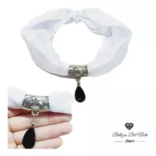 Elegante Obsidiana En Pasapañuelo Con Pañuelo 