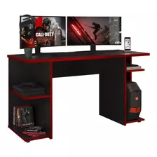 Escrivaninha Mesa Gamer Carraro Preta E Vermelho