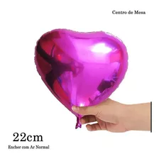 Kit 10 Balão Metalizado Coração 22cm Rose Dourado E Prata Cor Pink
