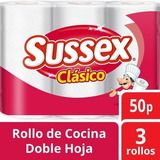 Sussex Rollo De Cocina Clasico 3x50 PaÃ±os Pack X 3