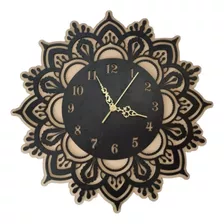 Reloj De Pared Calado En Madera Flor Mandala