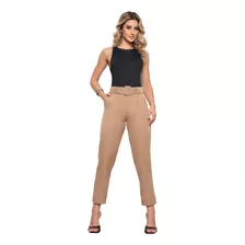 Calça Feminina Clochard Alfaiataria Cinto Forrado Tendência