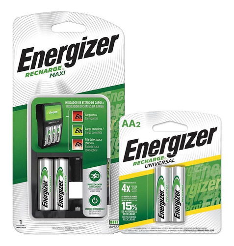 Cargador De Pilas Energizer Maxi + 4 Pilas Recargables Aa