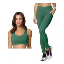 Kit Conjunto Fitness Top E Legging Selene Academia Cross Fit