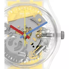 Reloj Swatch Ge291 Clearly Yellow Striped Agente Oficial