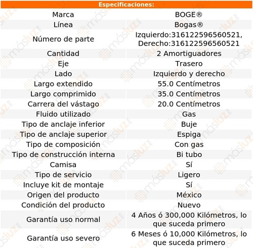 (2) Amortiguadores Gas Traseros Cutlass Ciera 82/96 Bogas Foto 2