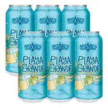 Cerveza Artesanal Rubia Antares Playa Grande Lata 473ml X6u