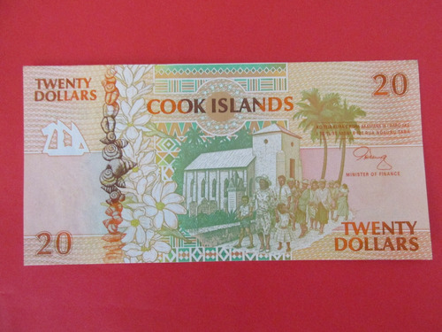 Hermoso Billete Islas Cook 20 Dolares Oceania  Unc Escaso