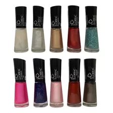 Kit Unhas Brilhante 10 Esmalte Lorrac Durabilidade Top 7,5ml