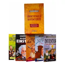 Box De Livros Mortos De Fama - 5 Volumes - Newton, Vinci, Einstein, Inventores E Cientistas 