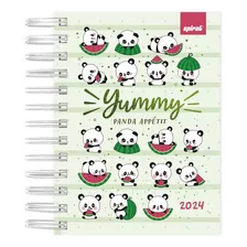 Agenda Mini Panda Tendency Capa Dura 11,7cm X 16,4cm Ano 2024 Cor Da Capa Verde