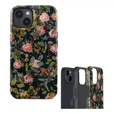Funda Doble Capa Flores Para iPhone Carcasa Diseño Floral 