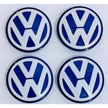 Centros De Rin Volkswagen 56mm Azul/bco Vento,jetta,golf