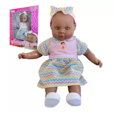 Boneca Manu Negra Brinquedo Infantil Menina Tamanho Real