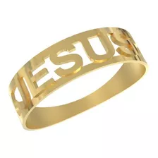 Anel Chapa Recortada Leve Jesus Ouro 18k C25