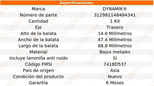 Balatas Bajos Metales Tra Acura Cl V6 3.5l 97/99 Dynamik Foto 3