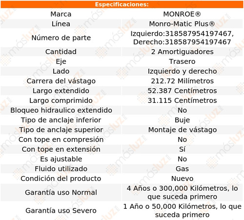 Kit 2 Amortig Tras Monro-matic Plus Econoline Wagon 10/14 Foto 3