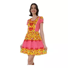 Vestido Adulto Temático Estampado Festa Junina Caipira