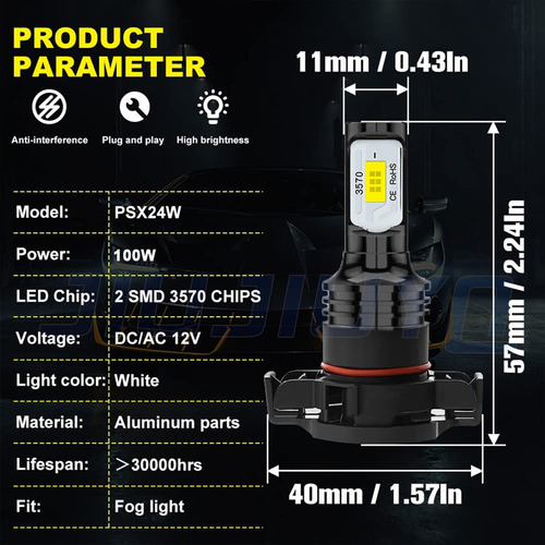 Kit De Faros Led 9005 Psx24w For 2010-2012 Dodge Avenger Foto 9