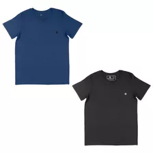 Kit 2 Camisas Meia Manga Em Algodão Masculina Plus Size Cmk3