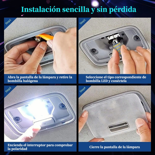 8 Focos Luz 3 Combo Interior Puerta Coche Led Faro T10 C5w Foto 10