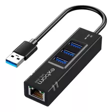 Cabo Hub Usb 3.0 C/ 3 Portas + Adaptador Rj45 Ethernet Lan